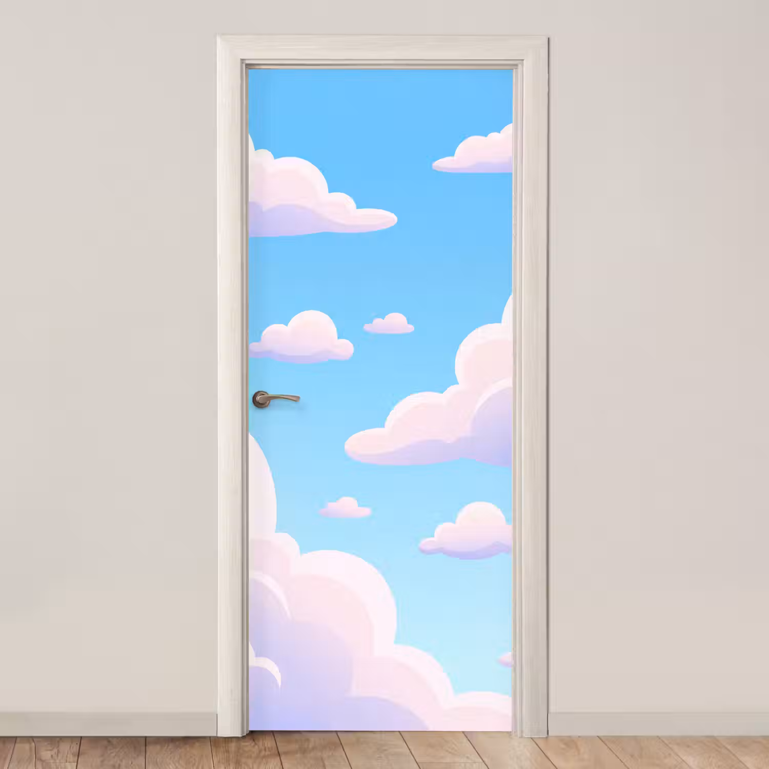 Wolken - Roze - Blauw - Natuur - Modern deurposter klein -3d_beige