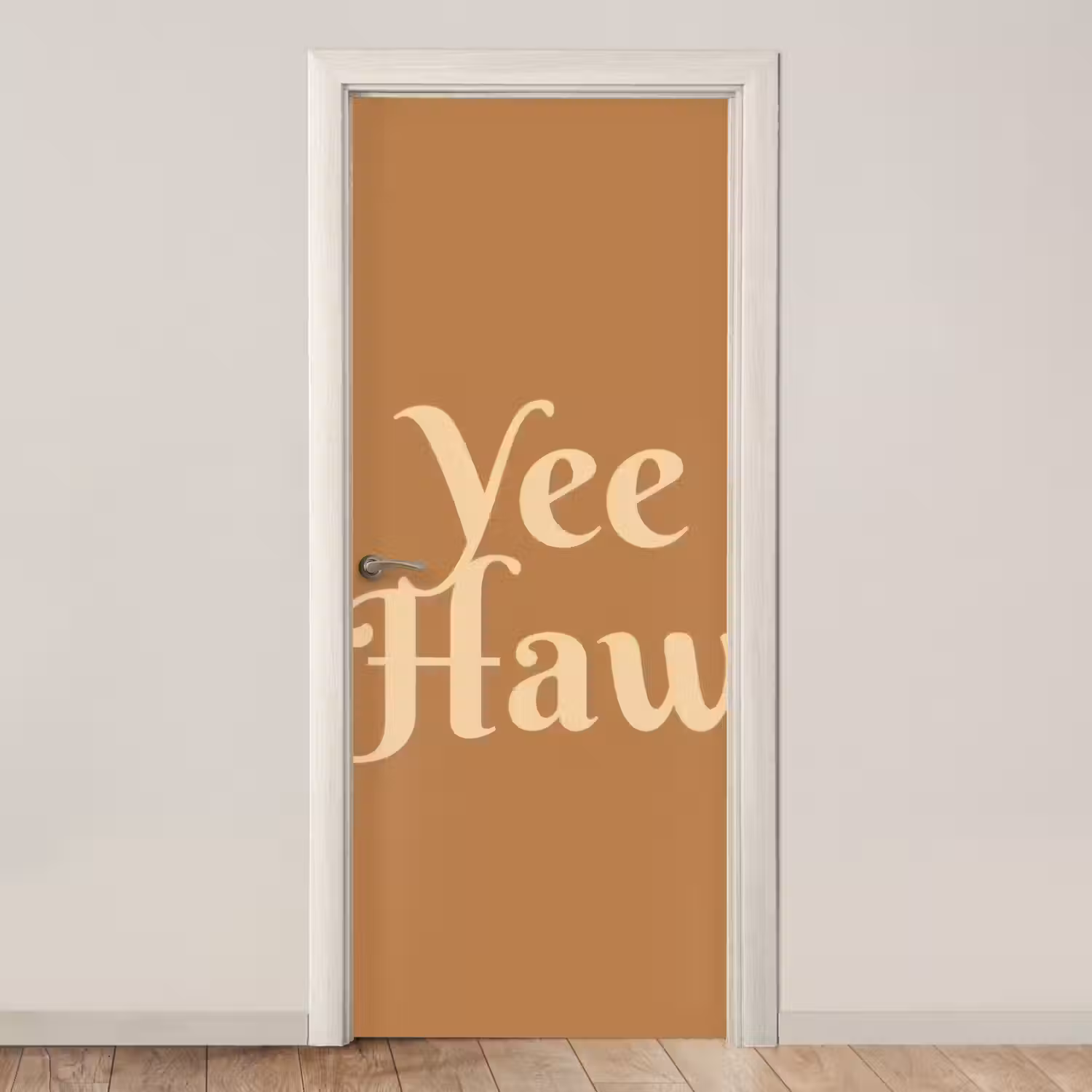 Yee haw - Bruin - Minimalistisch deurposter klein -3d_beige