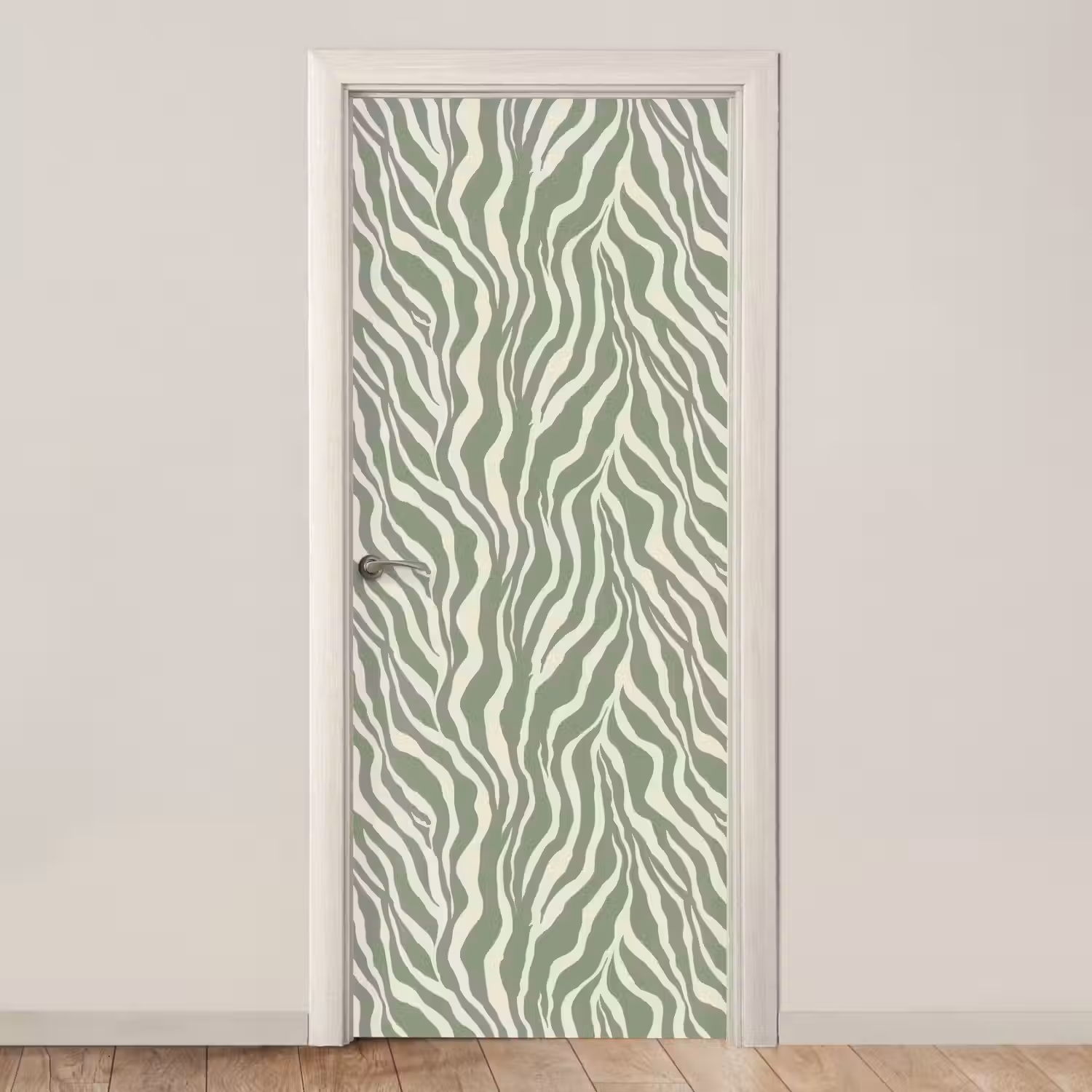 Zebra - Motief - Groen deurposter klein 289 -3d_beige