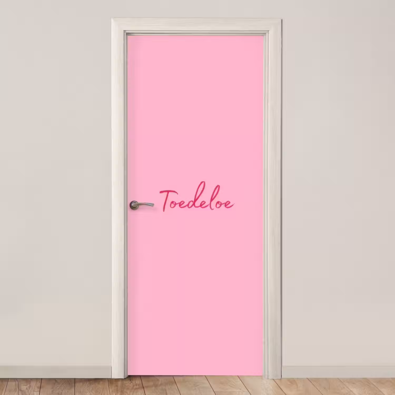 Toedeloe - Roze - Minimalistisch deurposter klein -3d_beige
