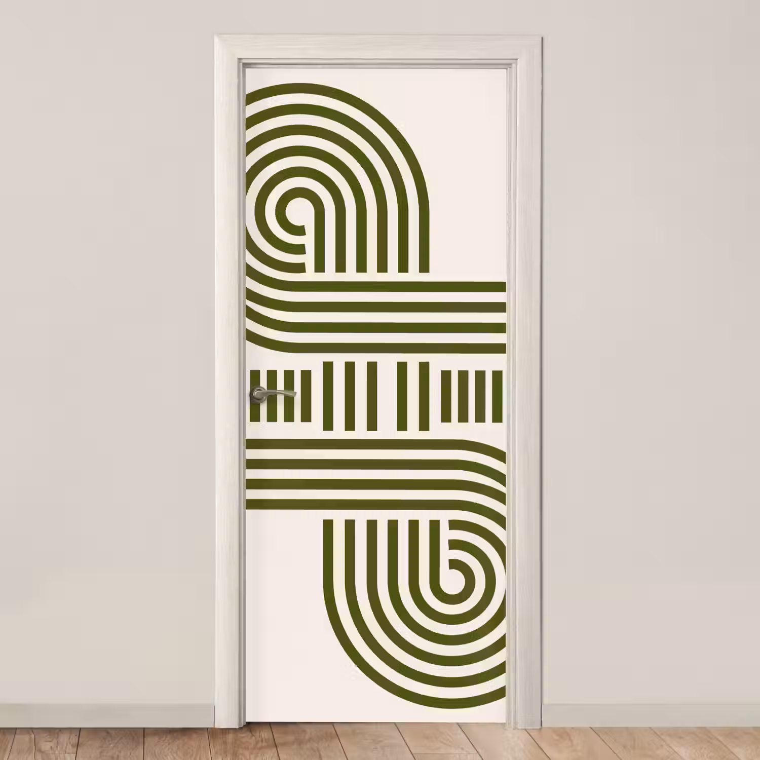 Abstract - Vormen - Modern - Groen deurposter klein -3d_beige