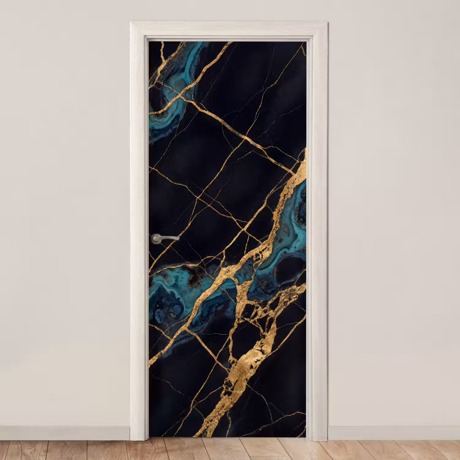 Abstract - Gouden lijnen - Kunst - Modern - Zwart deurposter klein -3d_beige