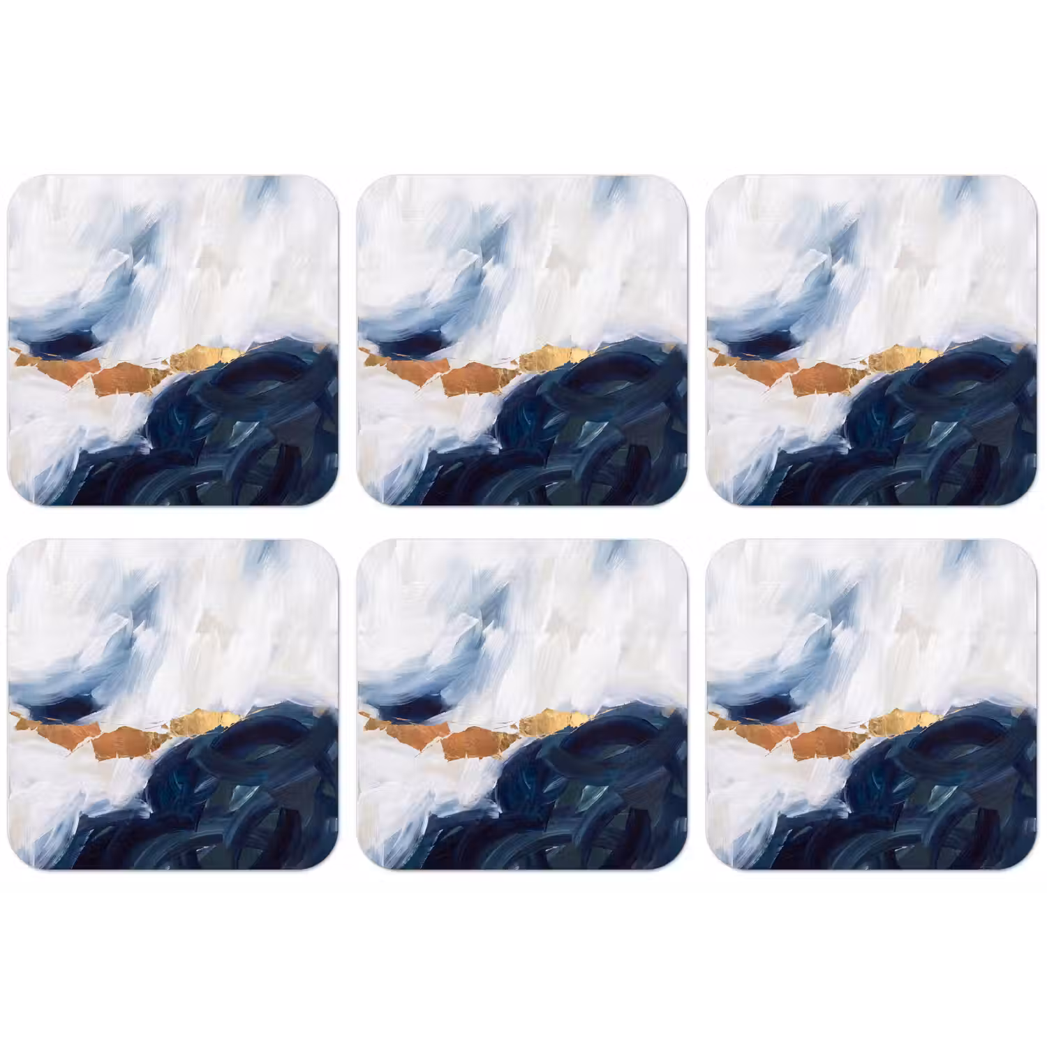 Abstract - Acryl - Blauw - Goud - Elegant onderzetter kurk middel -zkaufland3dotto