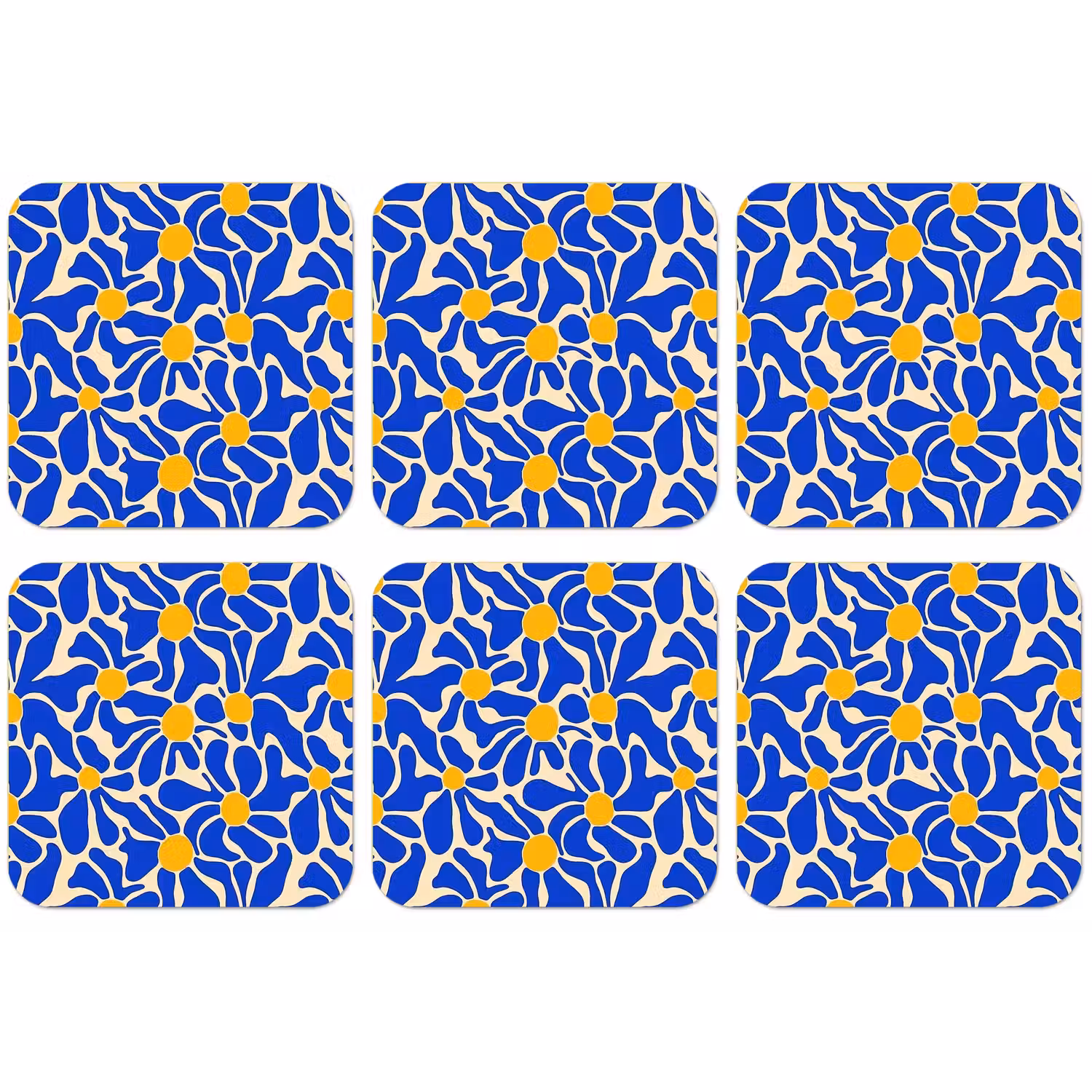 Abstract - Bloem - Blauw onderzetter kurk middel 366 -zkaufland3dotto