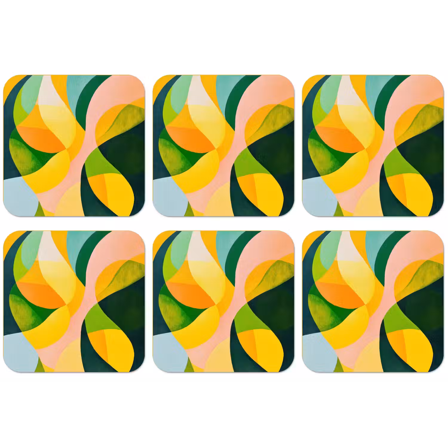 Abstract - Geel - Roze - Groen onderzetter kurk middel -zkaufland3dotto
