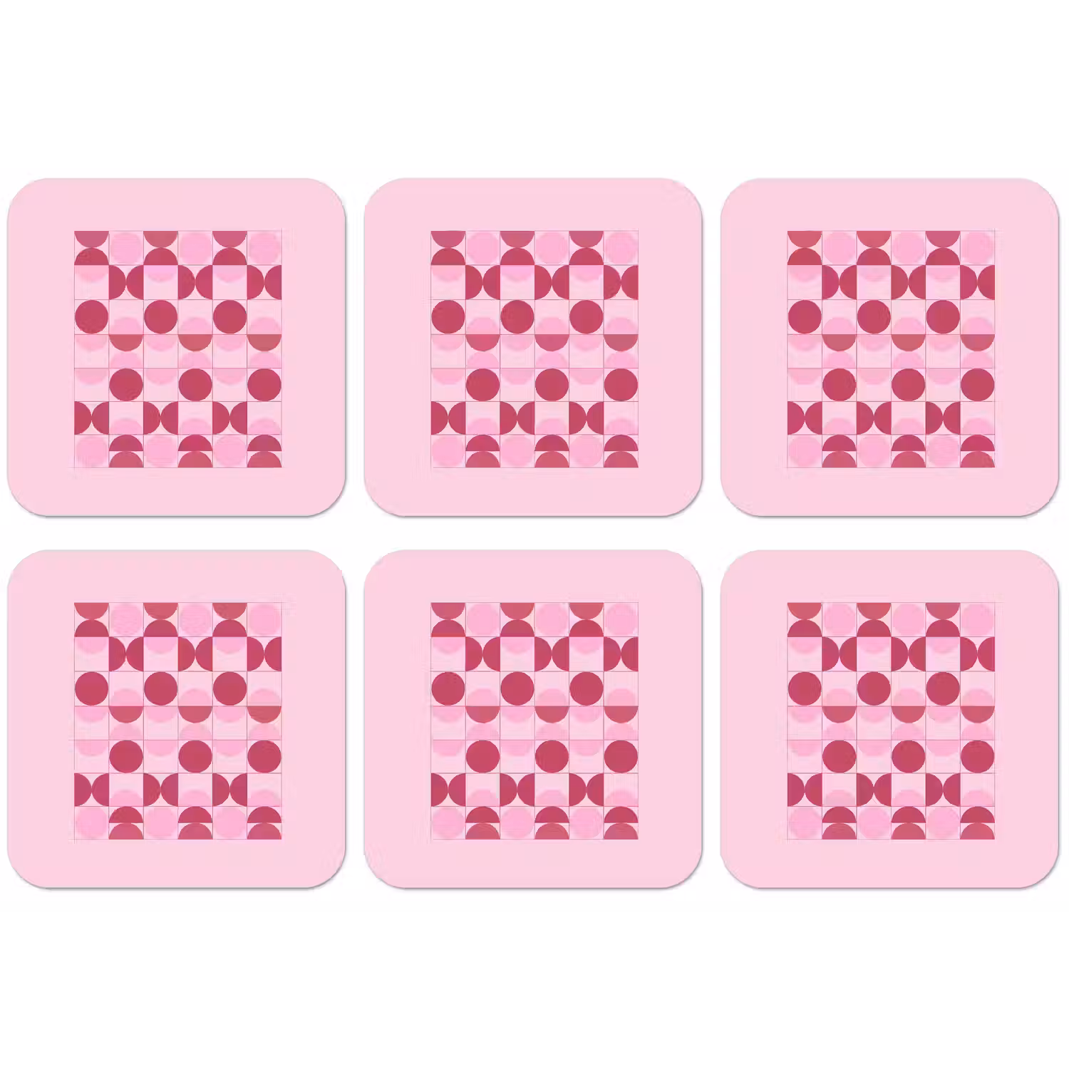 Abstract - Geometrisch - Cirkels - Roze - Modern onderzetter kurk middel -zkaufland3dotto