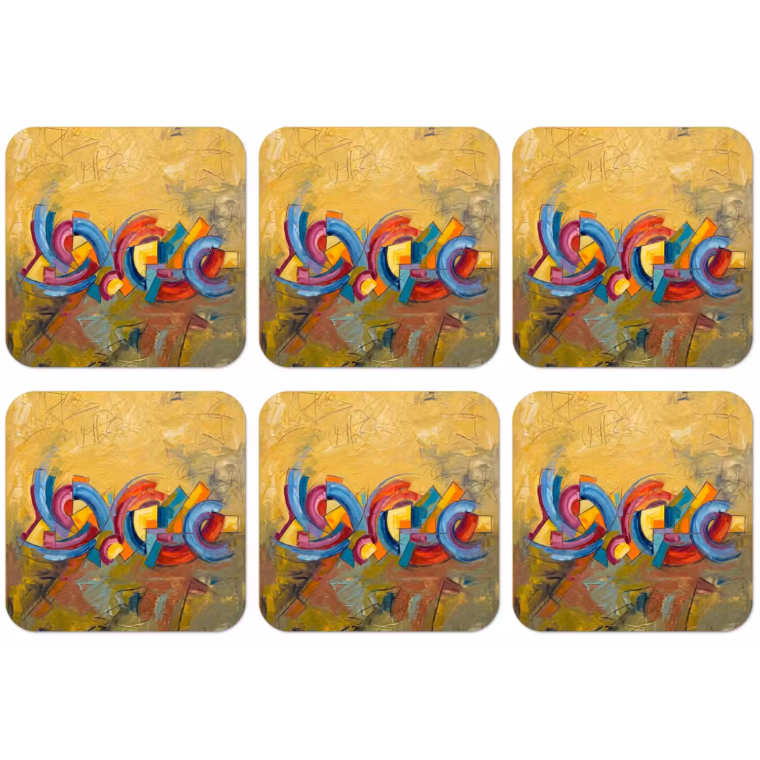 Abstract - Cirkels - Schilderij - Kleurrijk - Dynamisch onderzetter kurk middel -zkaufland3dotto