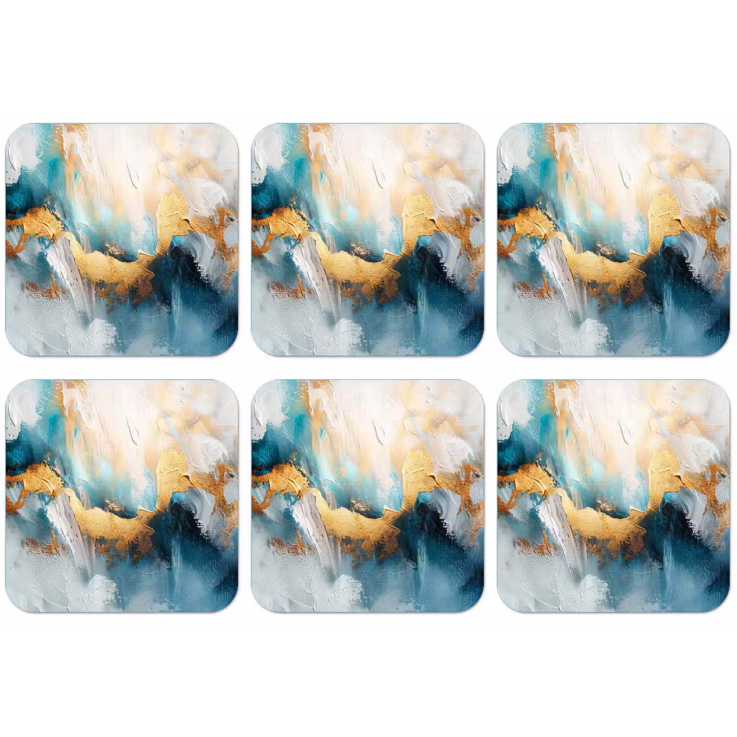 Abstract - Kunst - Gold - Blauw onderzetter kurk middel -zkaufland3dotto