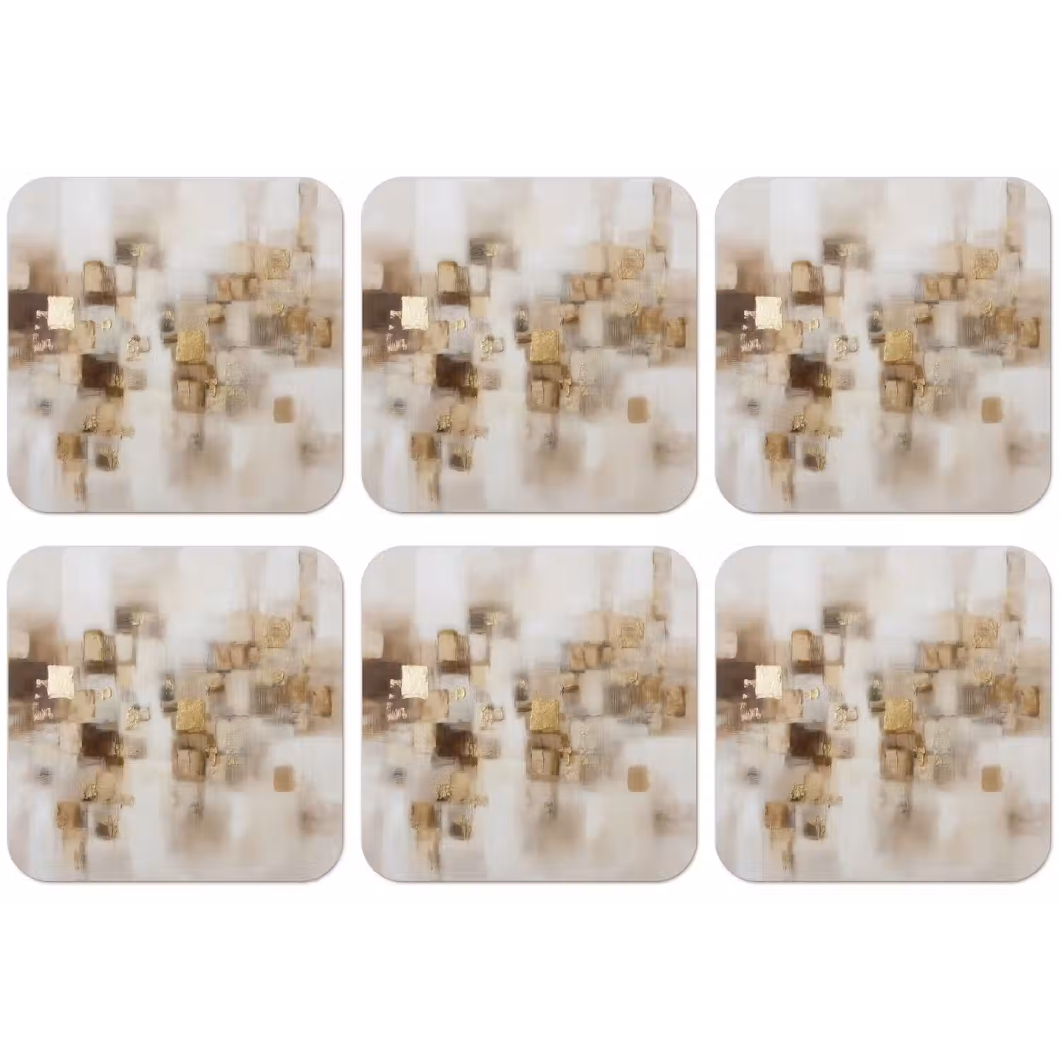 Abstracte vierkanten - Aardetonen - Mistig onderzetter kurk middel -zkaufland3dotto