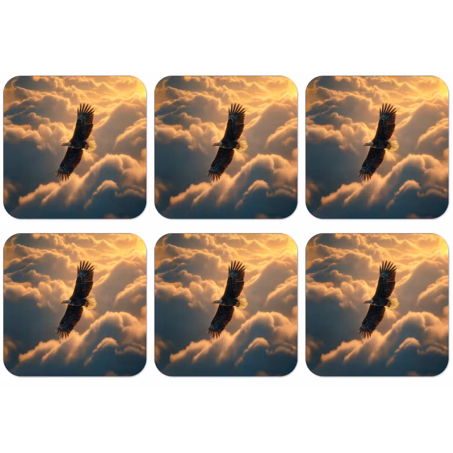 Adelaar - Wolken - Zon onderzetter kurk middel -zkaufland3dotto