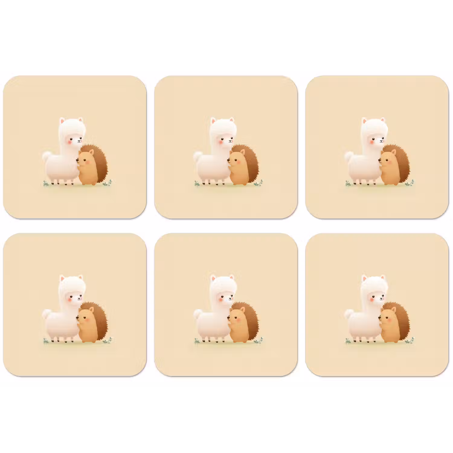 Alpaca - Egel - Bruin - Knuffelen onderzetter kurk middel -zkaufland3dotto