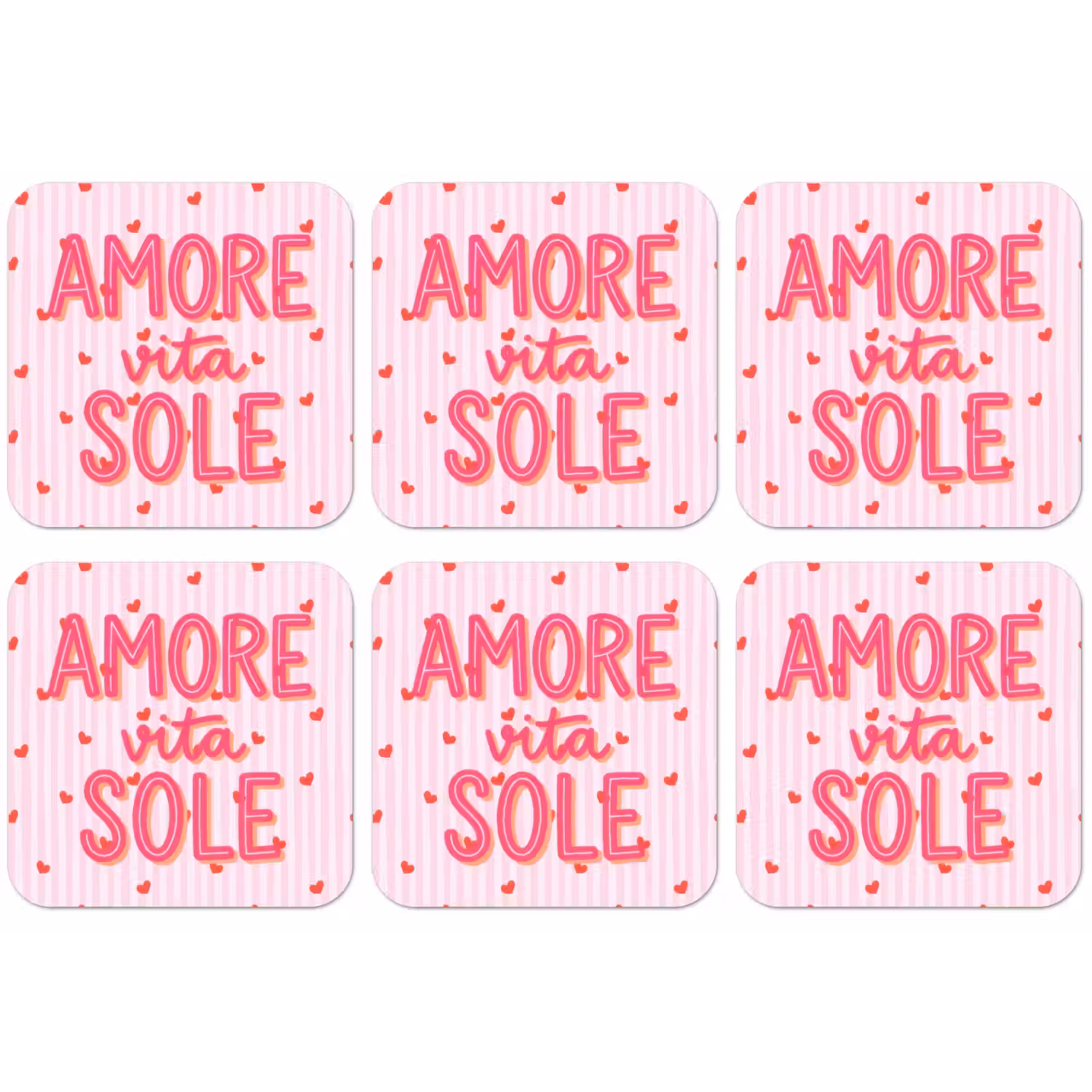 Amore vita sole - Roze - Hartjes onderzetter kurk middel -zkaufland3dotto