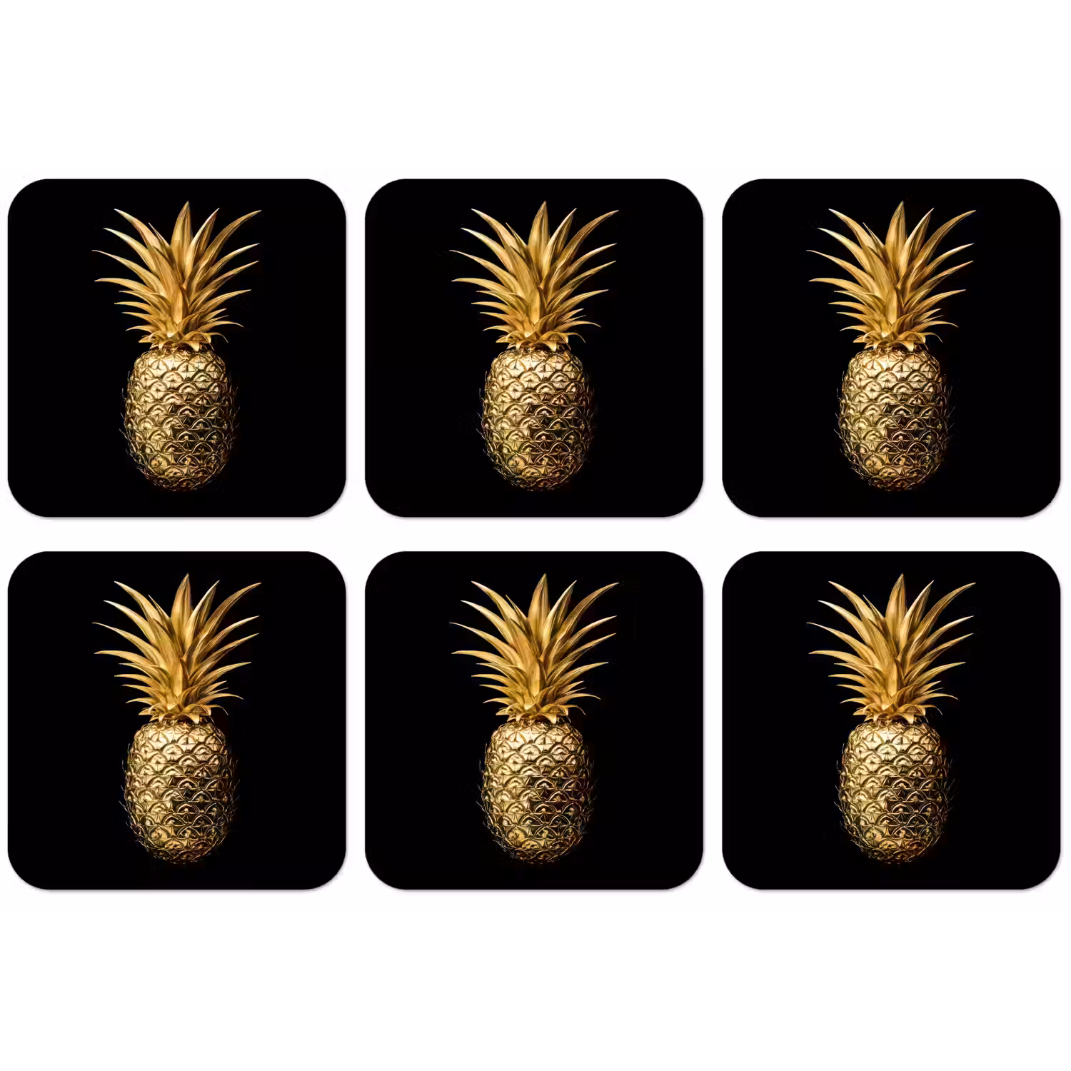 Ananas - Zwart - Goud - Luxe onderzetter kurk middel -zkaufland3dotto