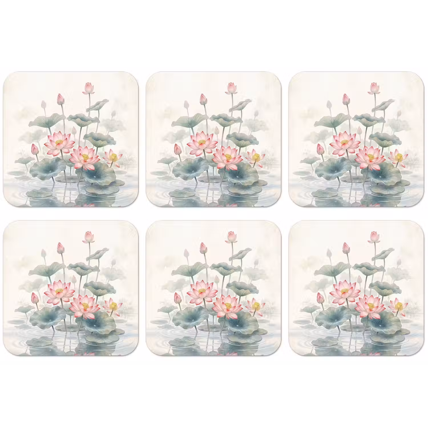 Aquarel - Lotusbloemen - Kleurrijk onderzetter kurk middel -zkaufland3dotto