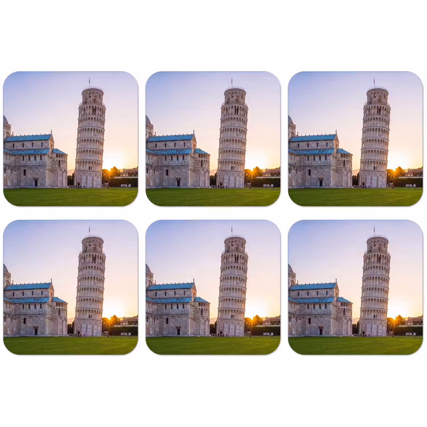 Architectuur - Toren - Pisa - Italië - Zonsondergang onderzetter kurk middel -zkaufland3dotto