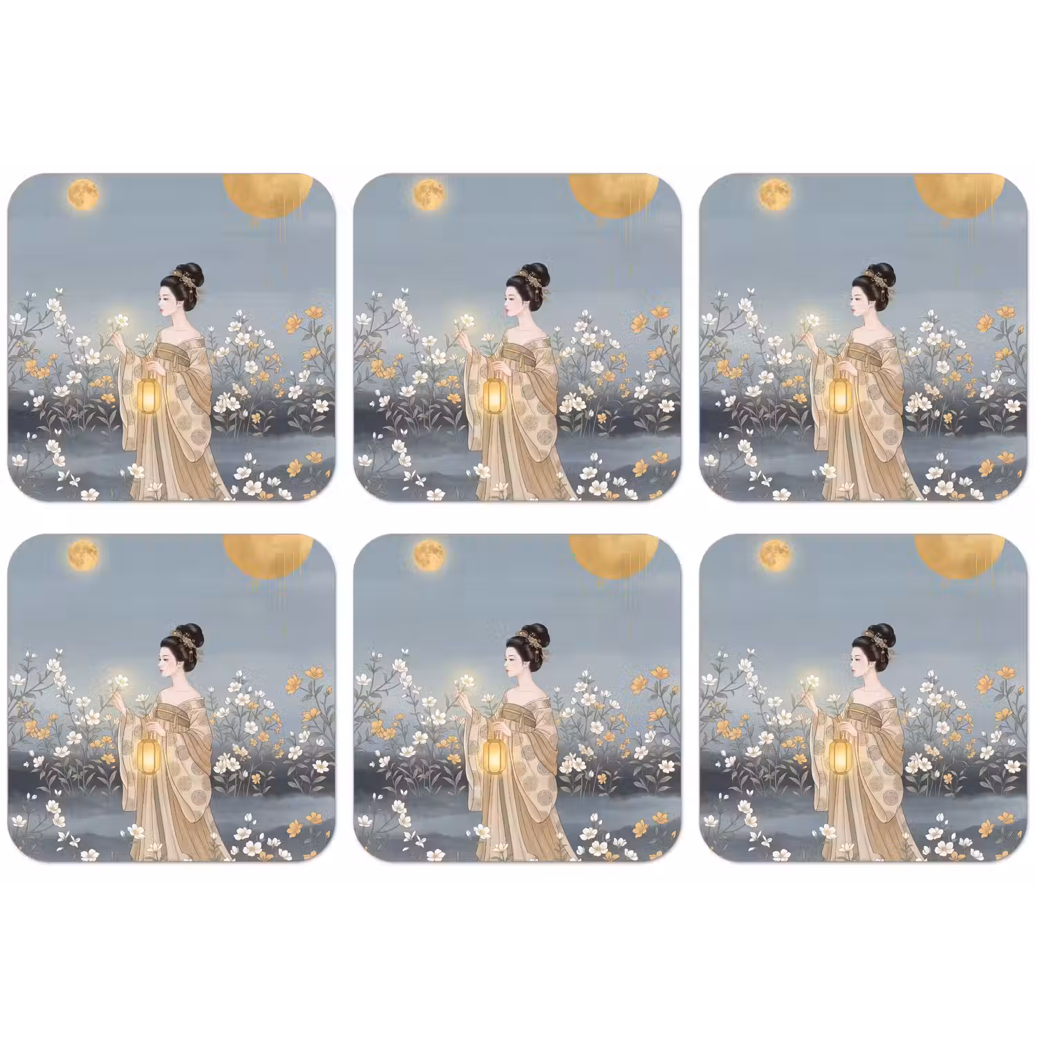 Aziatisch - Vrouw - Kimono onderzetter kurk middel -zkaufland3dotto