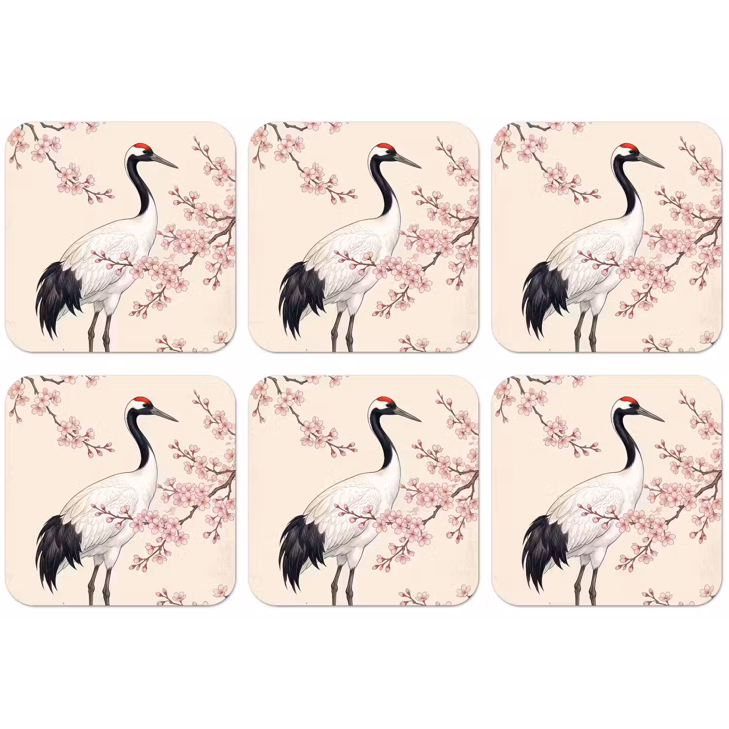 Aziatisch - Kraanvogel - Beige onderzetter kurk middel -zkaufland3dotto