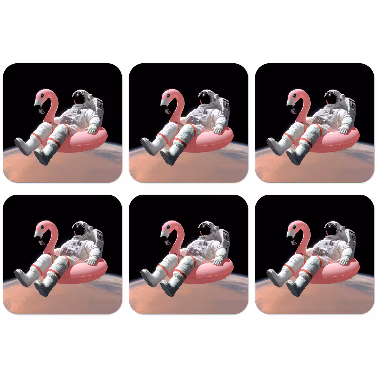 Astronaut - Flamingo - Zwemband - Roze onderzetter kurk middel -zkaufland3dotto