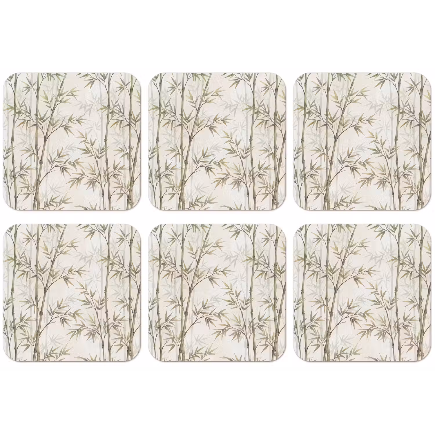 Bamboe - Bladeren - Natuur - Aquarel - Groen onderzetter kurk middel -zkaufland3dotto