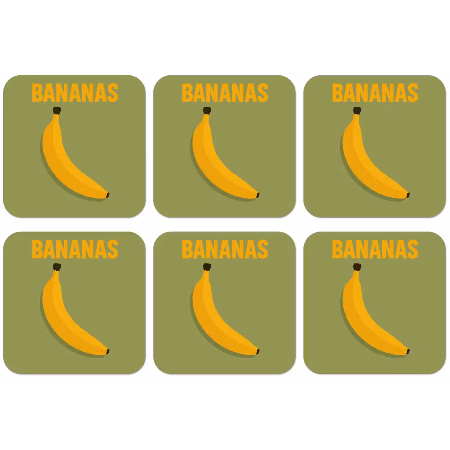 Banaan - Minimalistisch - Geel onderzetter kurk middel -zkaufland3dotto