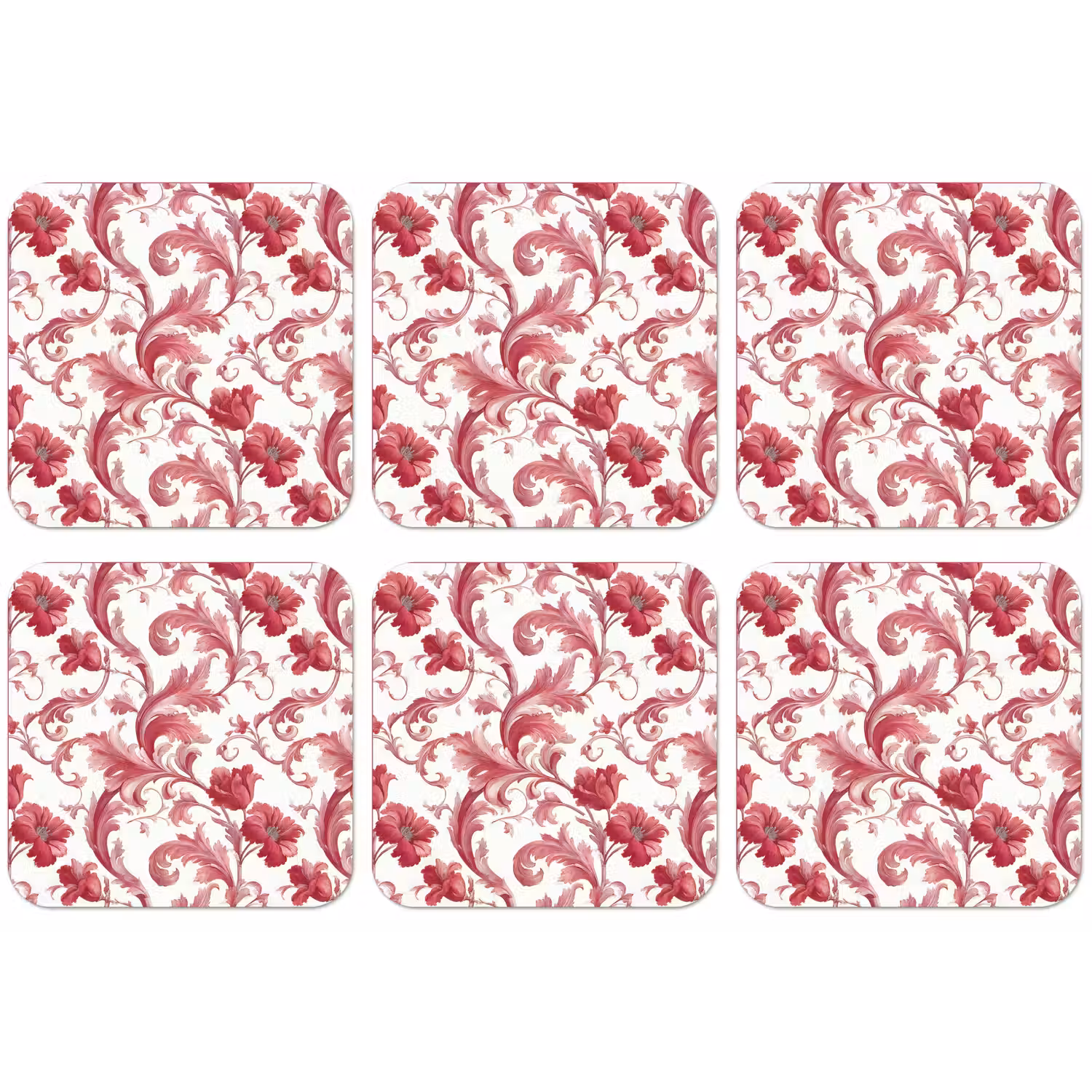 Barok - Patroon - Rood onderzetter kurk middel 366 -zkaufland3dotto