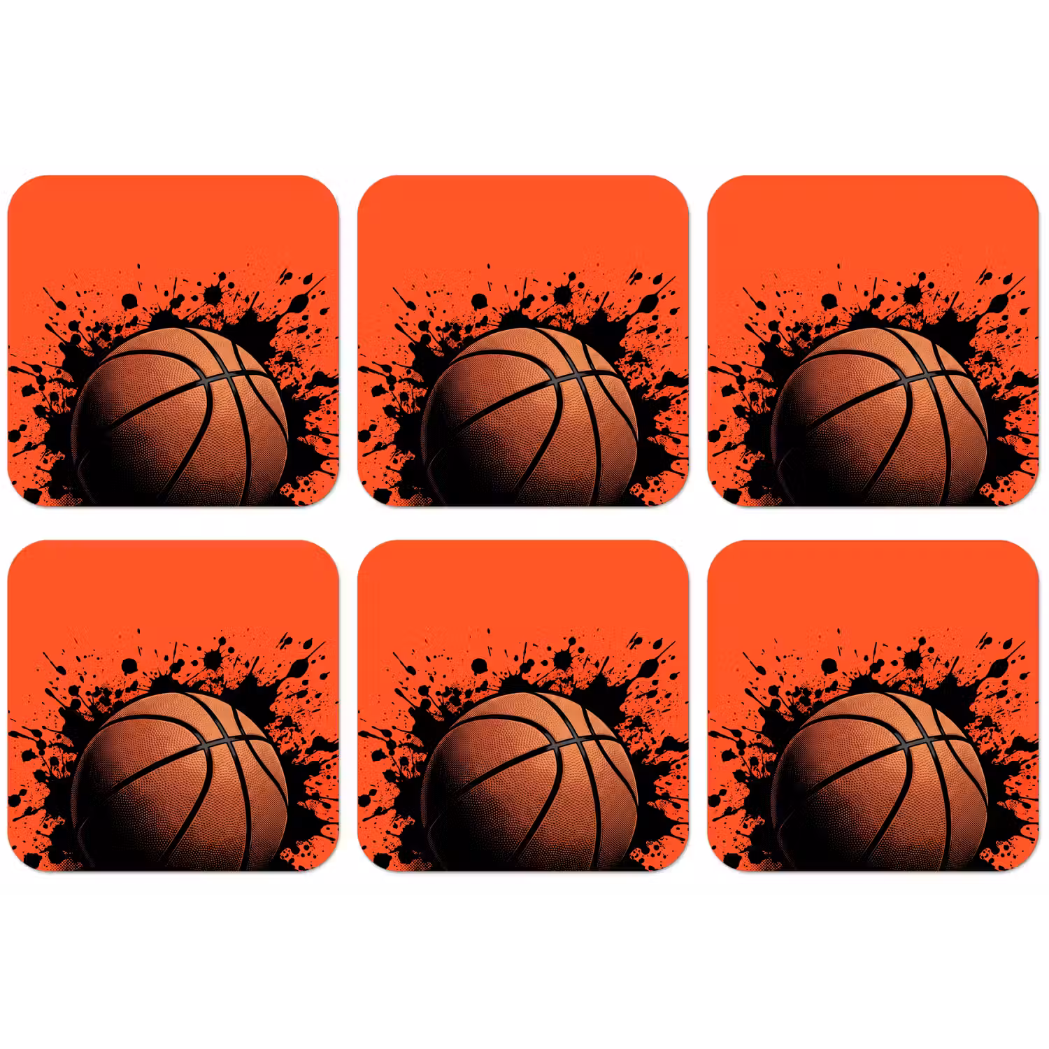 Basketbal - Verf - Sport - Oranje onderzetter kurk middel -zkaufland3dotto