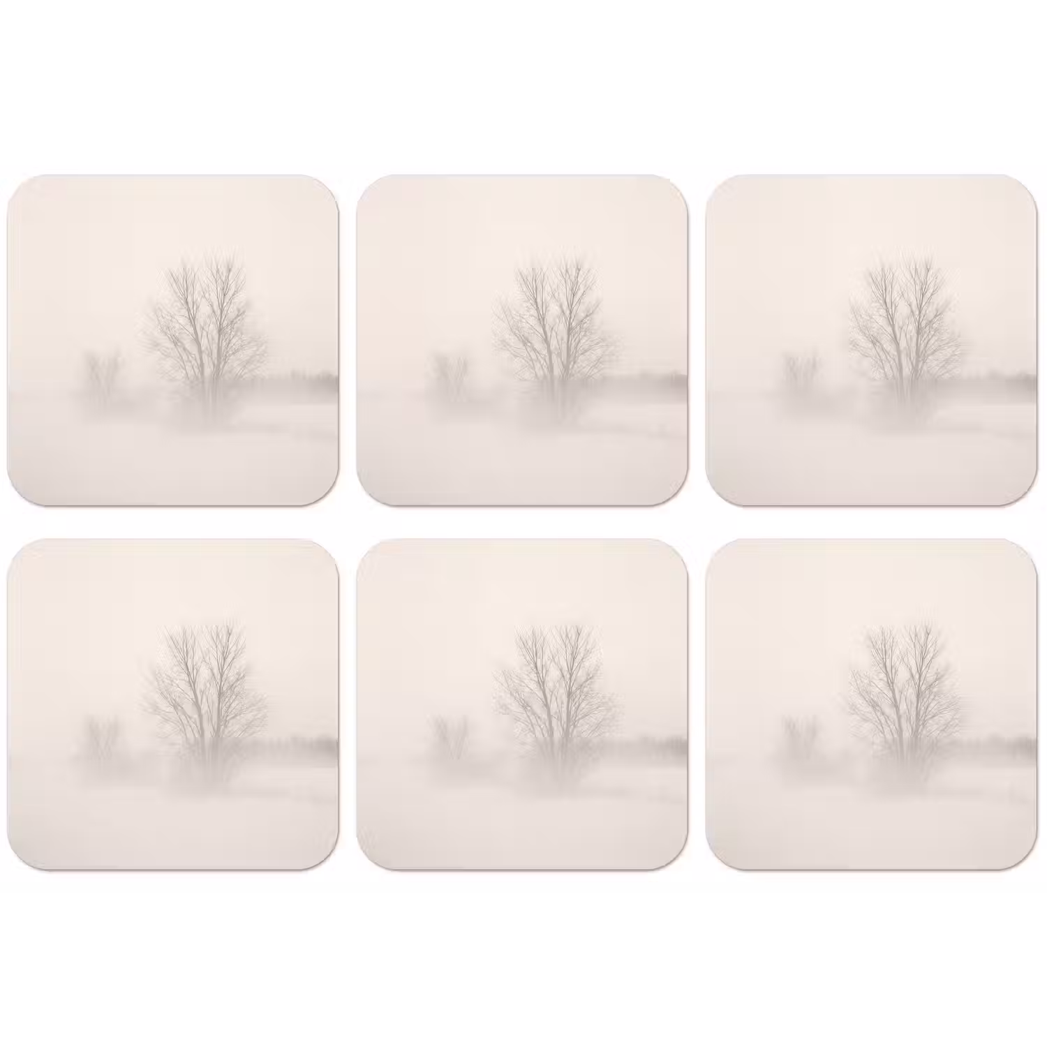 Boom - Mist - Sneeuw - Winter - Minimalistisch onderzetter kurk middel -zkaufland3dotto