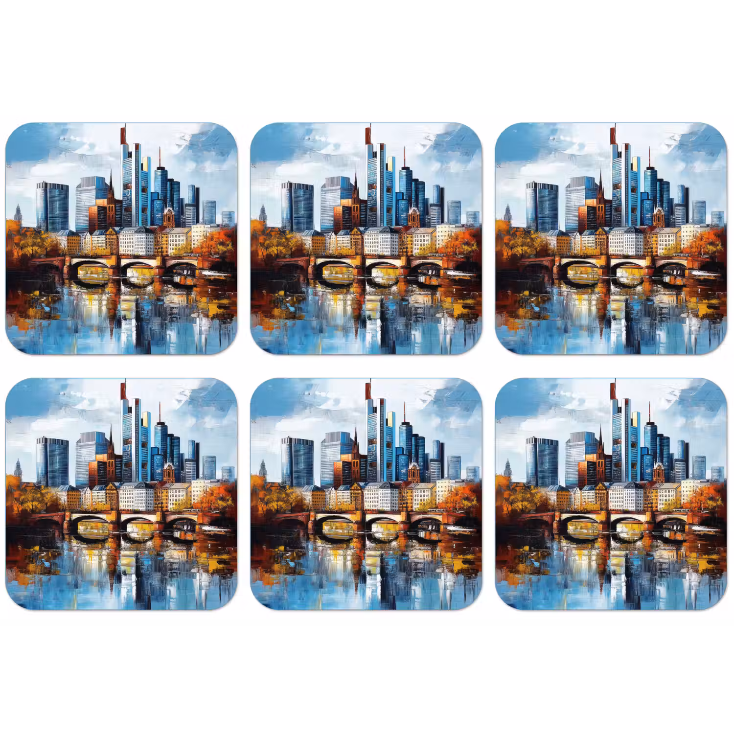 Bomen Frankfurt- Stad - Skyline - Brug onderzetter kurk middel -zkaufland3dotto