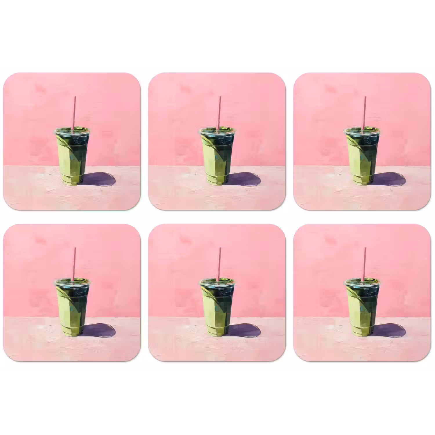 Beker - Rietje - Minimalistisch - Groen onderzetter kurk middel -zkaufland3dotto