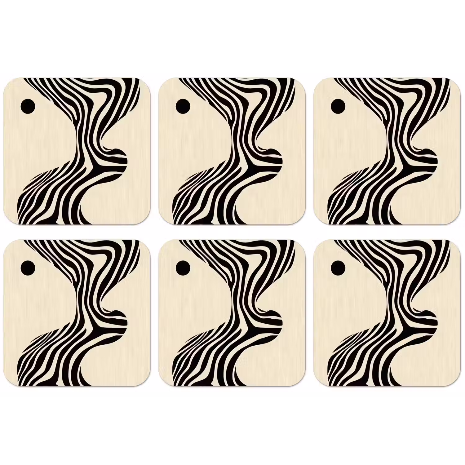 Beige - Lijnen - Golvend - Abstract onderzetter kurk middel -zkaufland3dotto