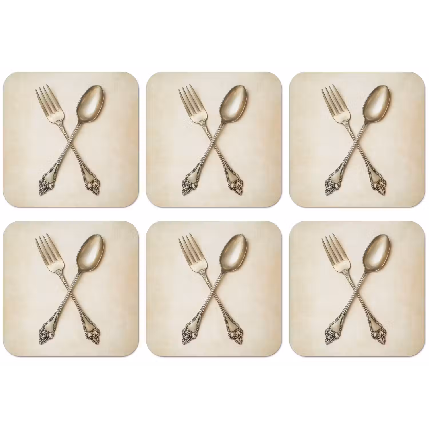 Beige - Vintage - Bestek onderzetter kurk middel -zkaufland3dotto