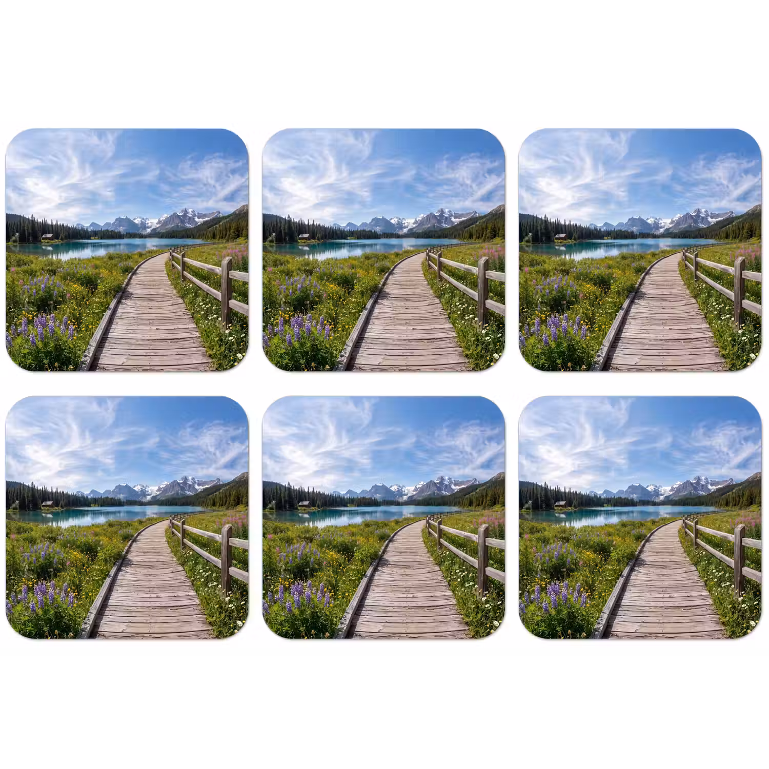 Bergen - Meer - Landschap - Blauw onderzetter kurk middel -zkaufland3dotto