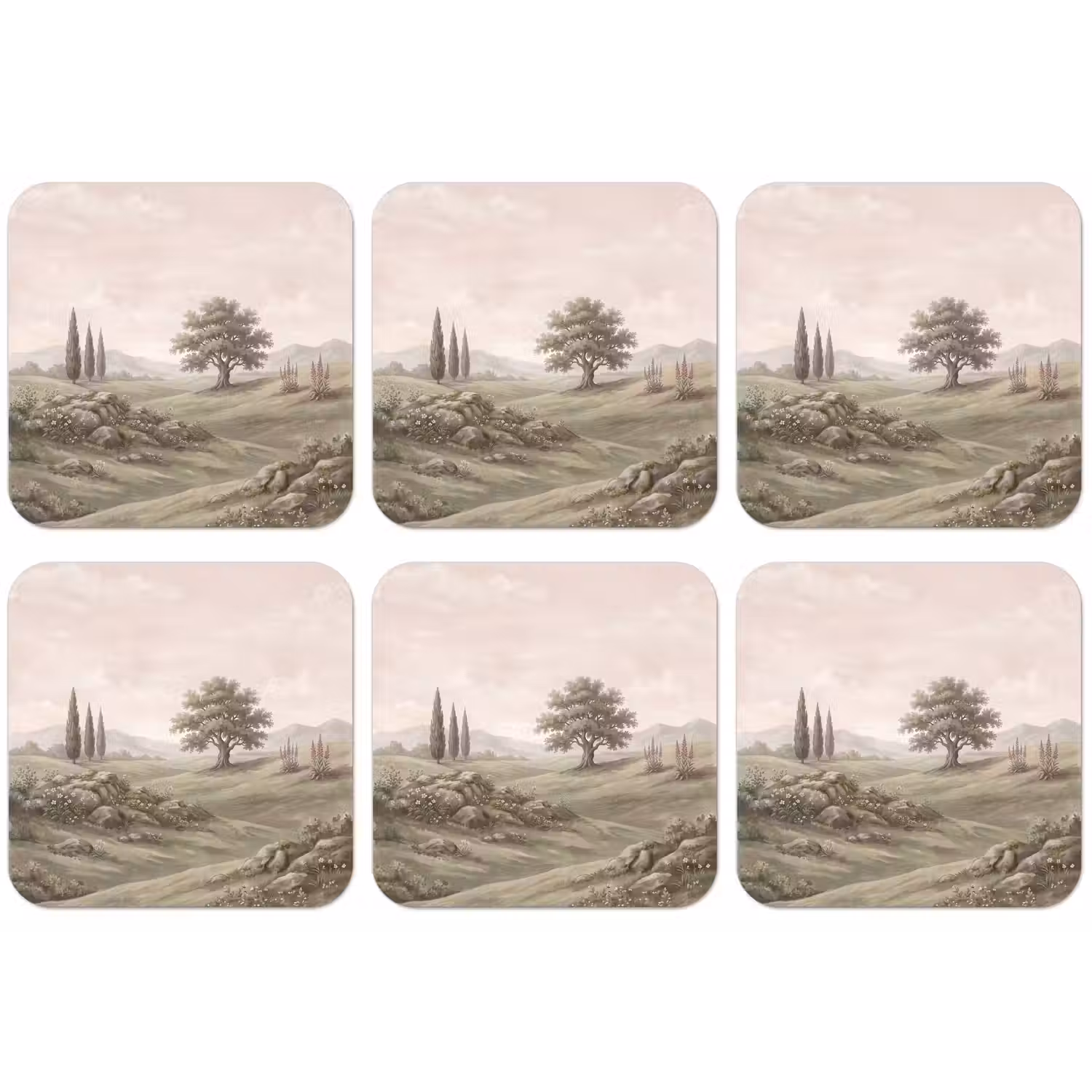 Heuvellandschap - Bomen - Natuur - Groen onderzetter kurk middel -zkaufland3dotto