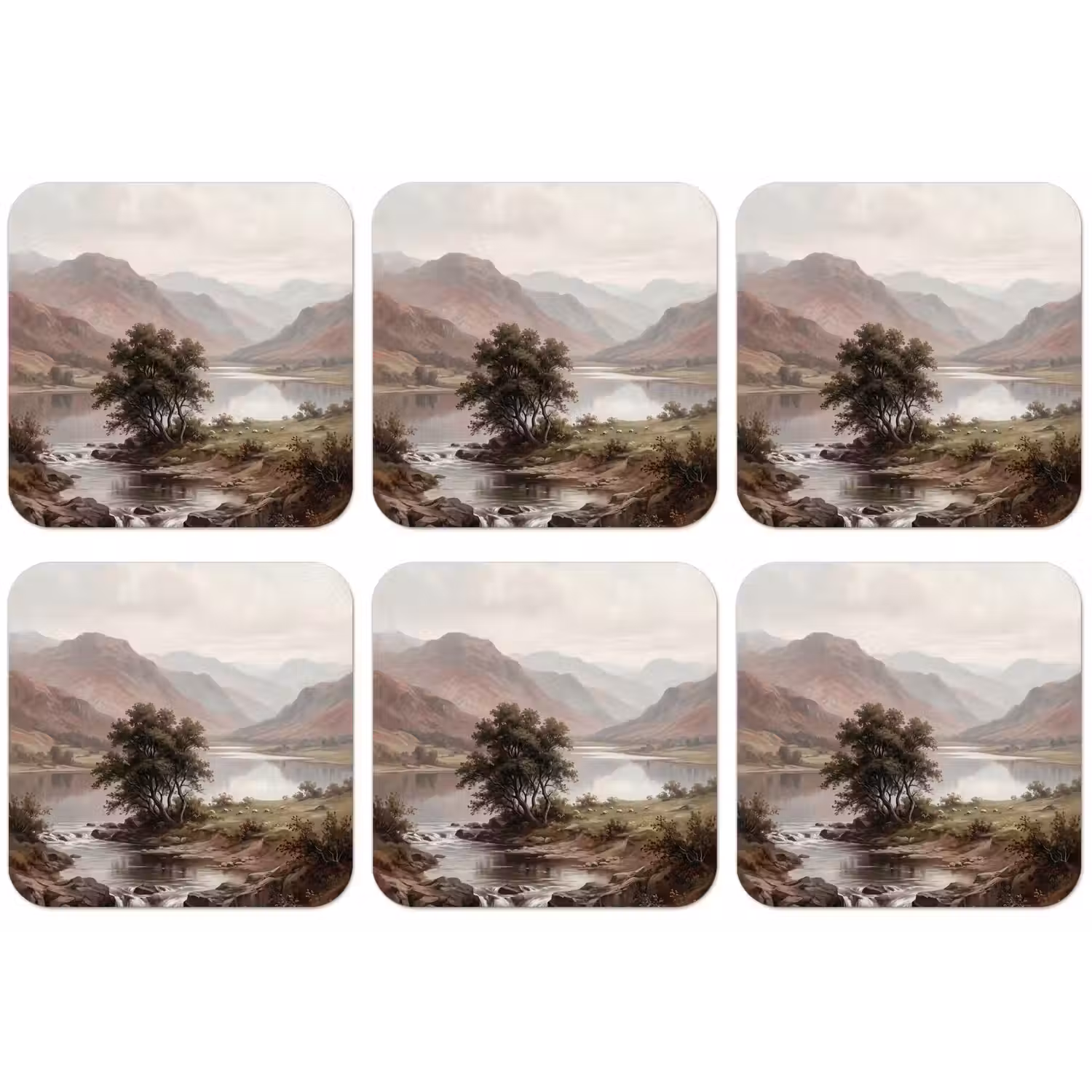 Berglandschap - Meer - Bergen - Vallei - Klassiek onderzetter kurk middel -zkaufland3dotto