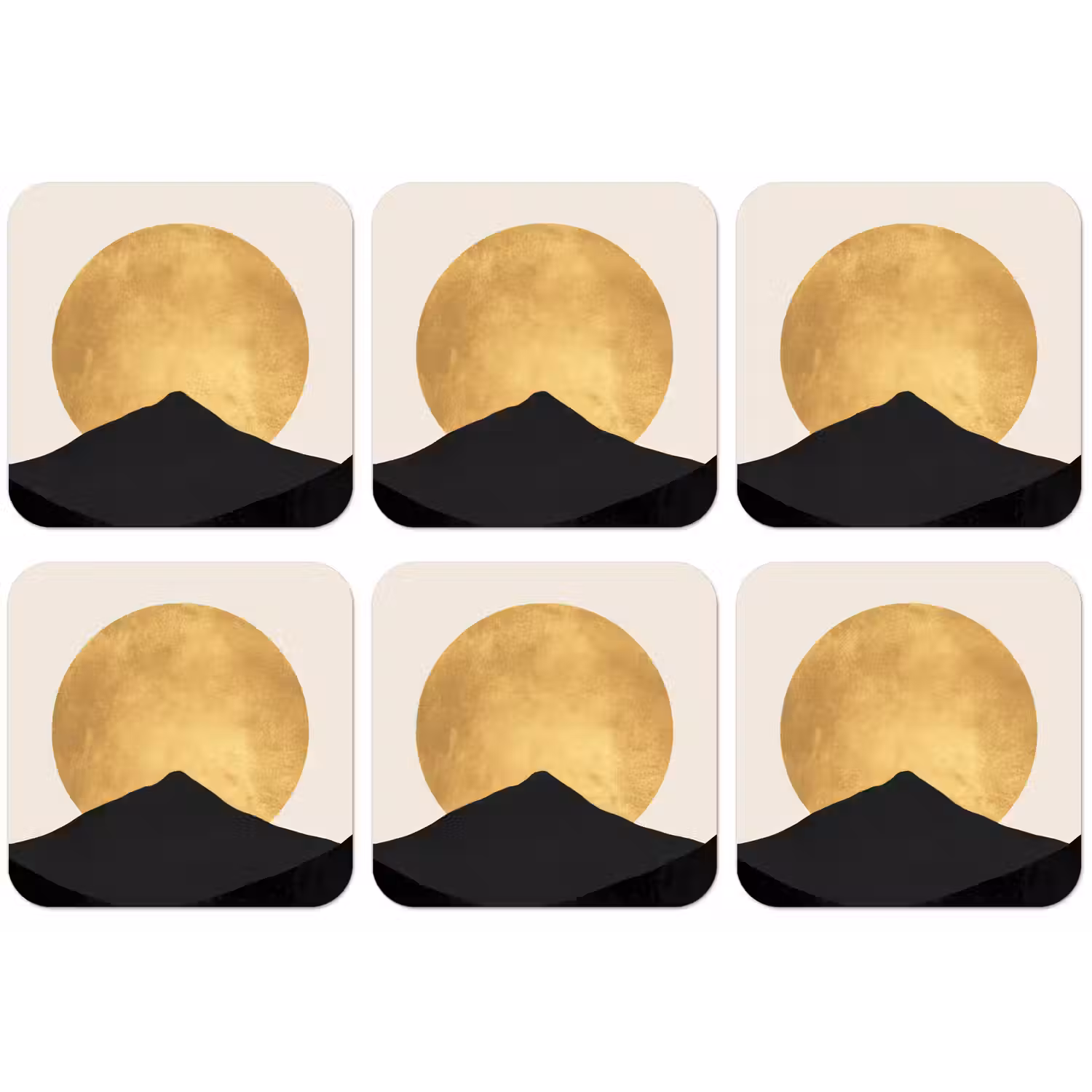 Bergsilhouetten - Gouden cirkel - Beige onderzetter kurk middel -zkaufland3dotto