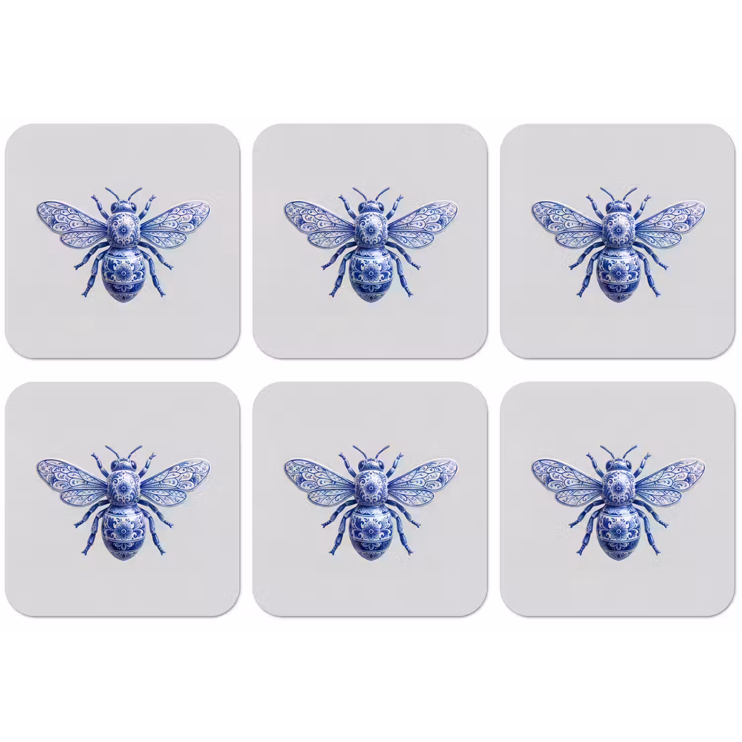 Bij - Modern - Delfts - Blauw onderzetter kurk middel -zkaufland3dotto