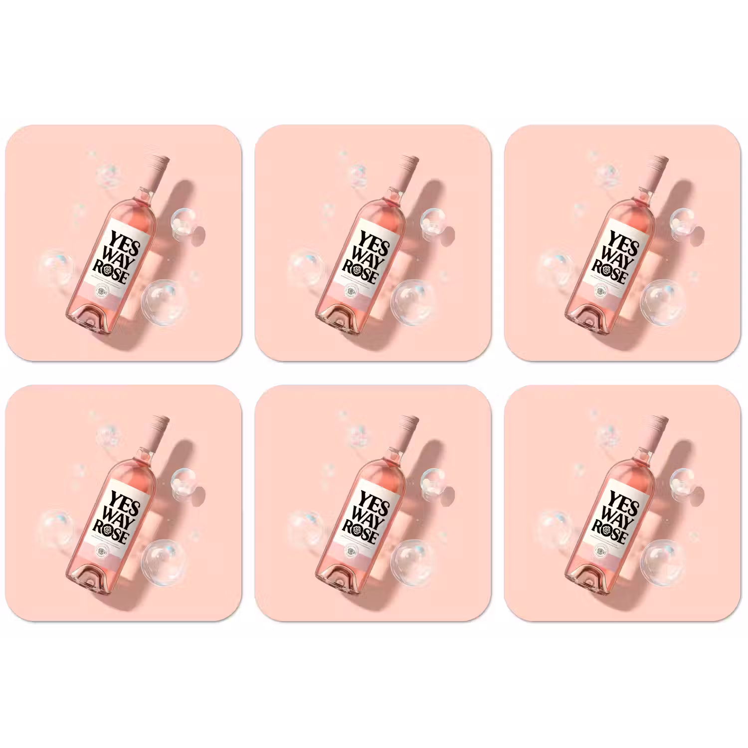 Bubbels - Rosé - Roze onderzetter kurk middel -zkaufland3dotto