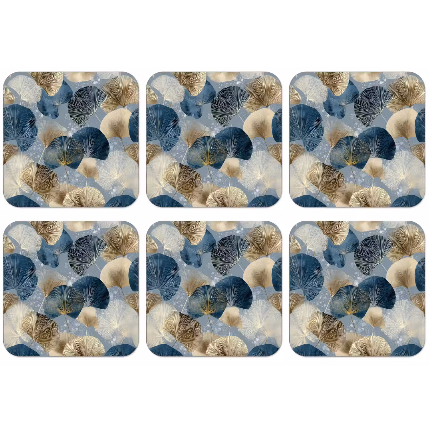 Bladeren - Abstract - Goud - Blauw onderzetter kurk middel -zkaufland3dotto