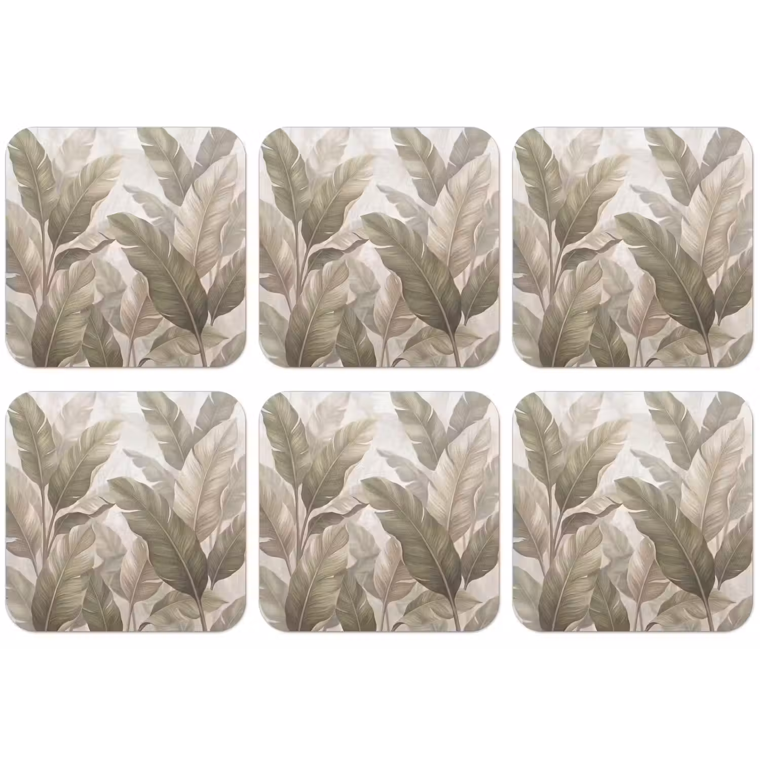 Bladeren - Tropisch - Natuur - Abstract - Beige onderzetter kurk middel -zkaufland3dotto