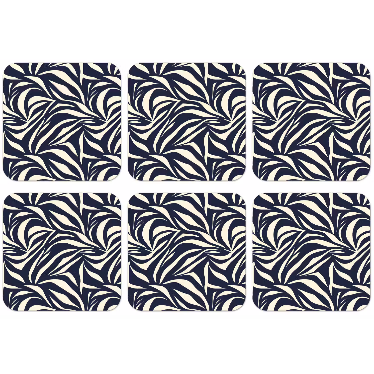 Bladvormen - Blauw - Patroon - Wit onderzetter kurk middel 366 -zkaufland3dotto