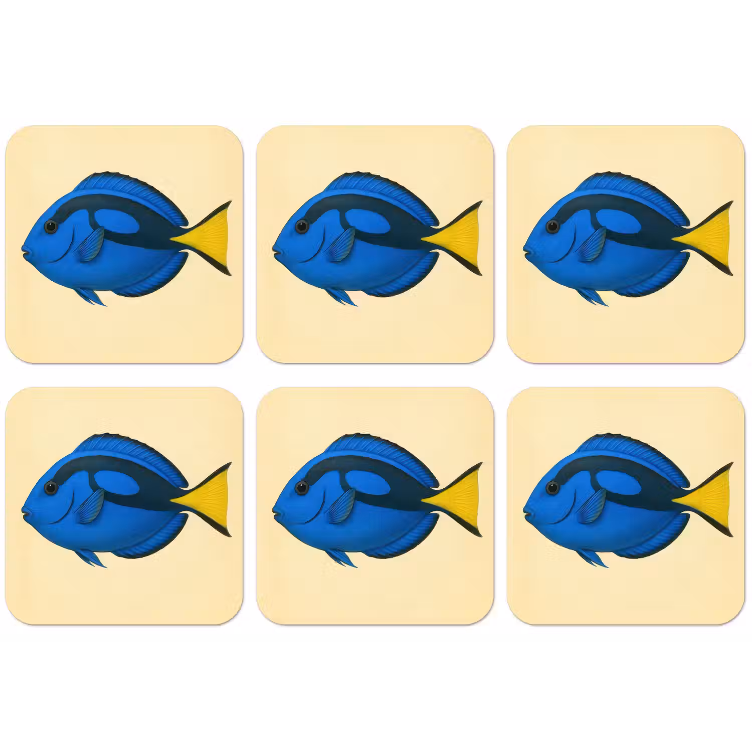 Blauw - Dory - Vis - Staartvin onderzetter kurk middel -zkaufland3dotto