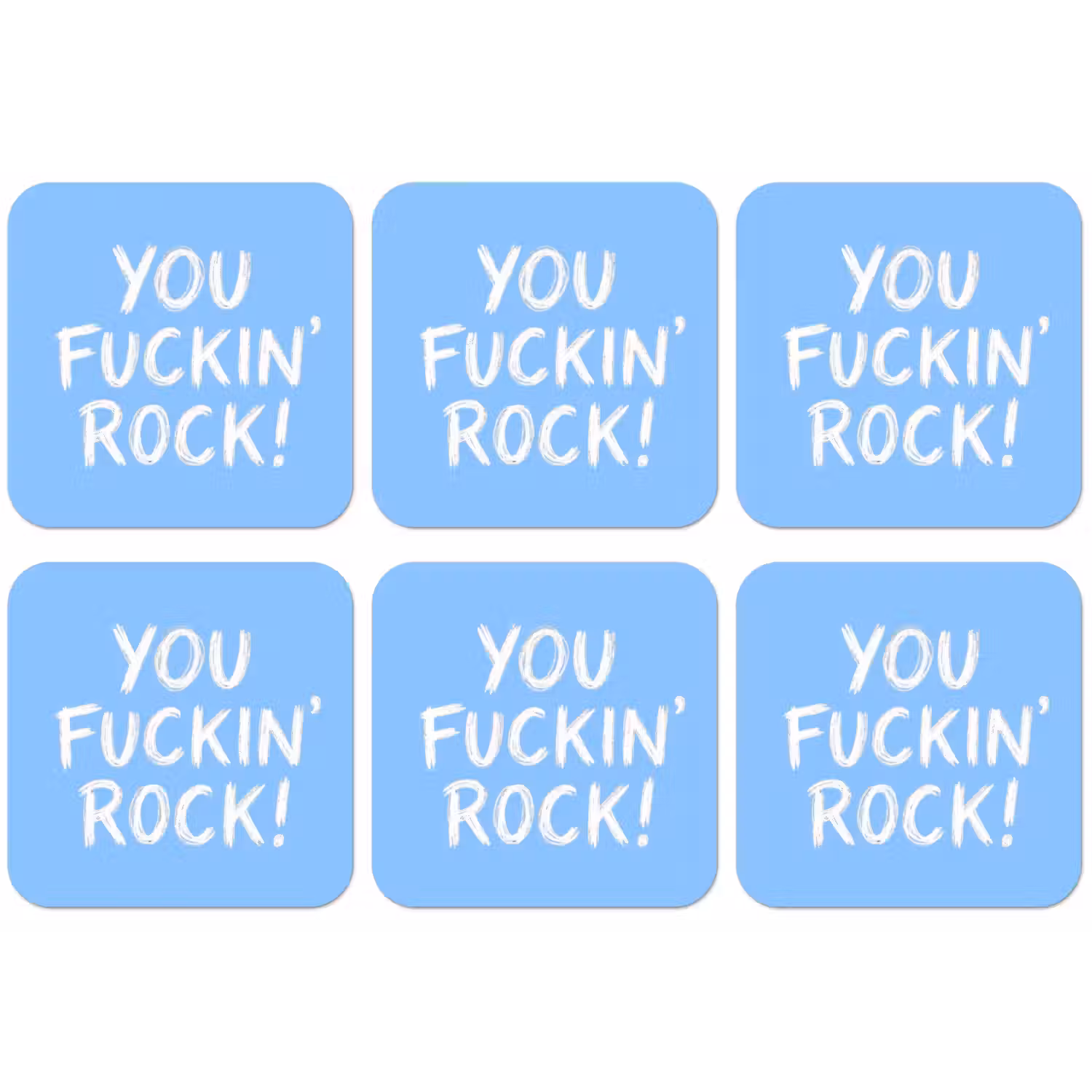 Blauw - Wit - You fuckin rock onderzetter kurk middel -zkaufland3dotto