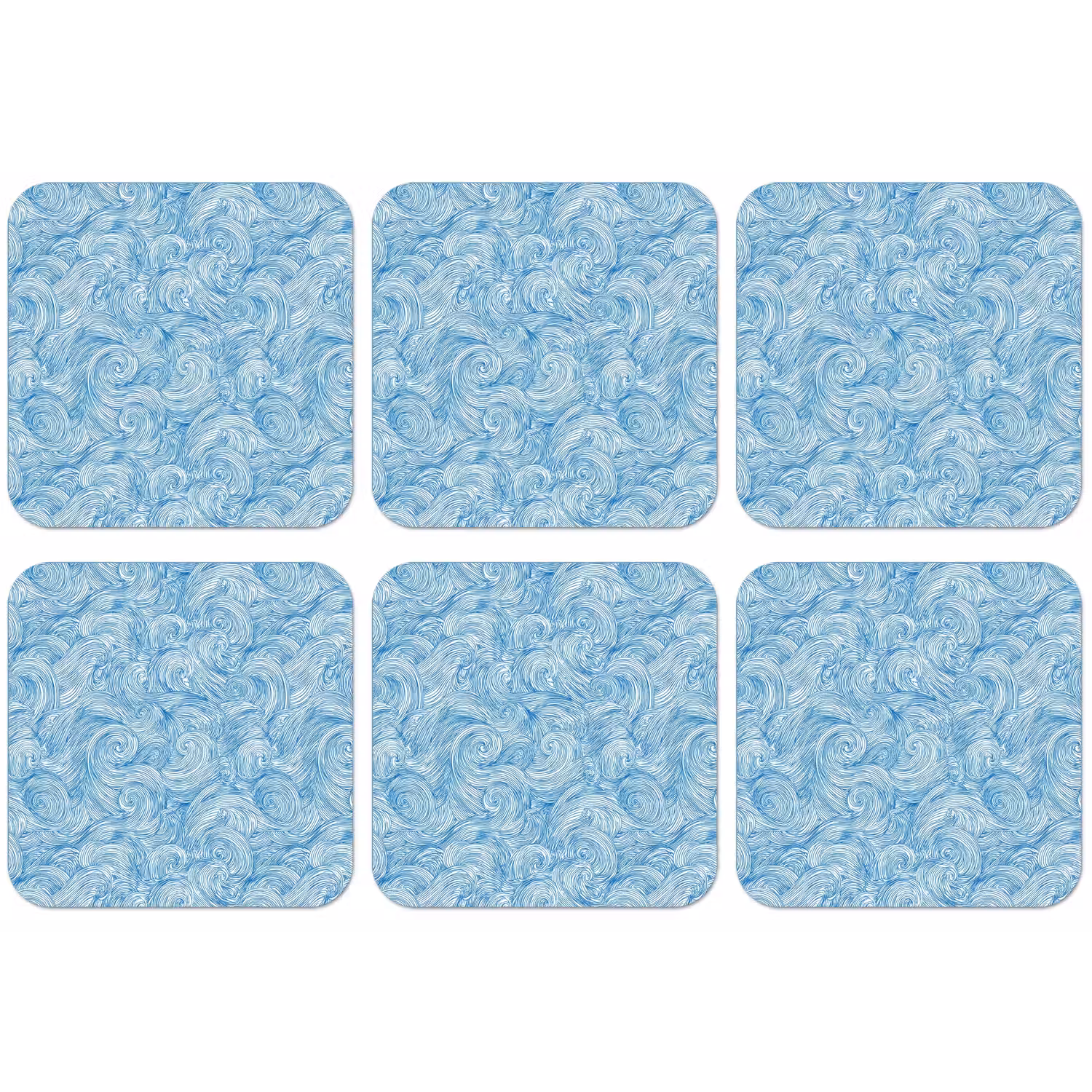Blauw - Wit - Spiraal - Golven - Lijnen onderzetter kurk middel 366 -zkaufland3dotto
