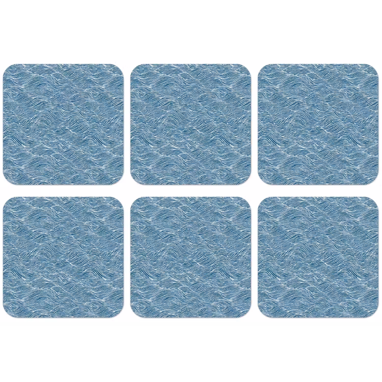 Blauw - Wit - Golven - Getekend - Textuur onderzetter kurk middel 366 -zkaufland3dotto