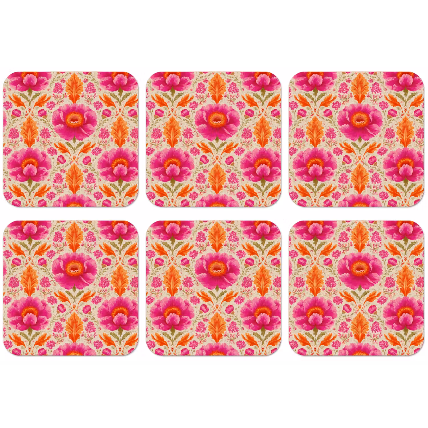 Bloemen - Barok - Roze - Oranje onderzetter kurk middel 366 -zkaufland3dotto