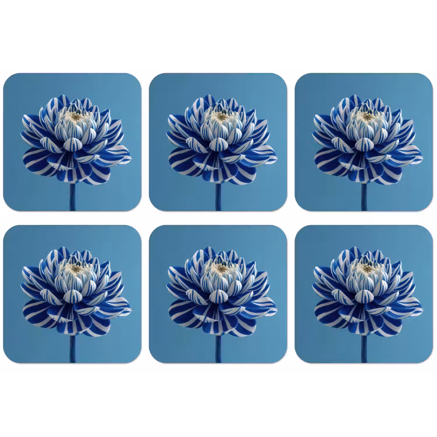 Bloem - Blauw - Bloemblaadjes - Streepjes onderzetter kurk middel -zkaufland3dotto