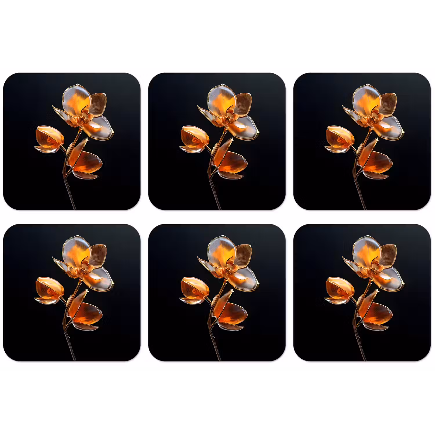 Bloem - Orchidee - Oranje onderzetter kurk middel -zkaufland3dotto