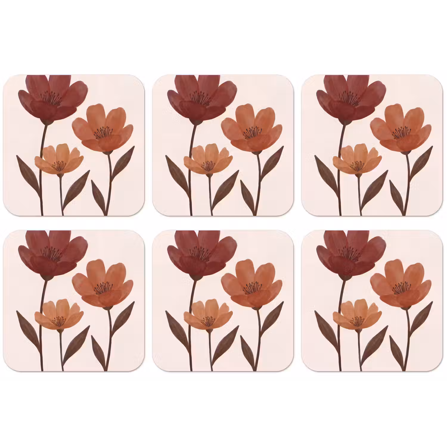 Bloemen - Abstract - Modern - Bruin - Decoratief onderzetter kurk middel -zkaufland3dotto