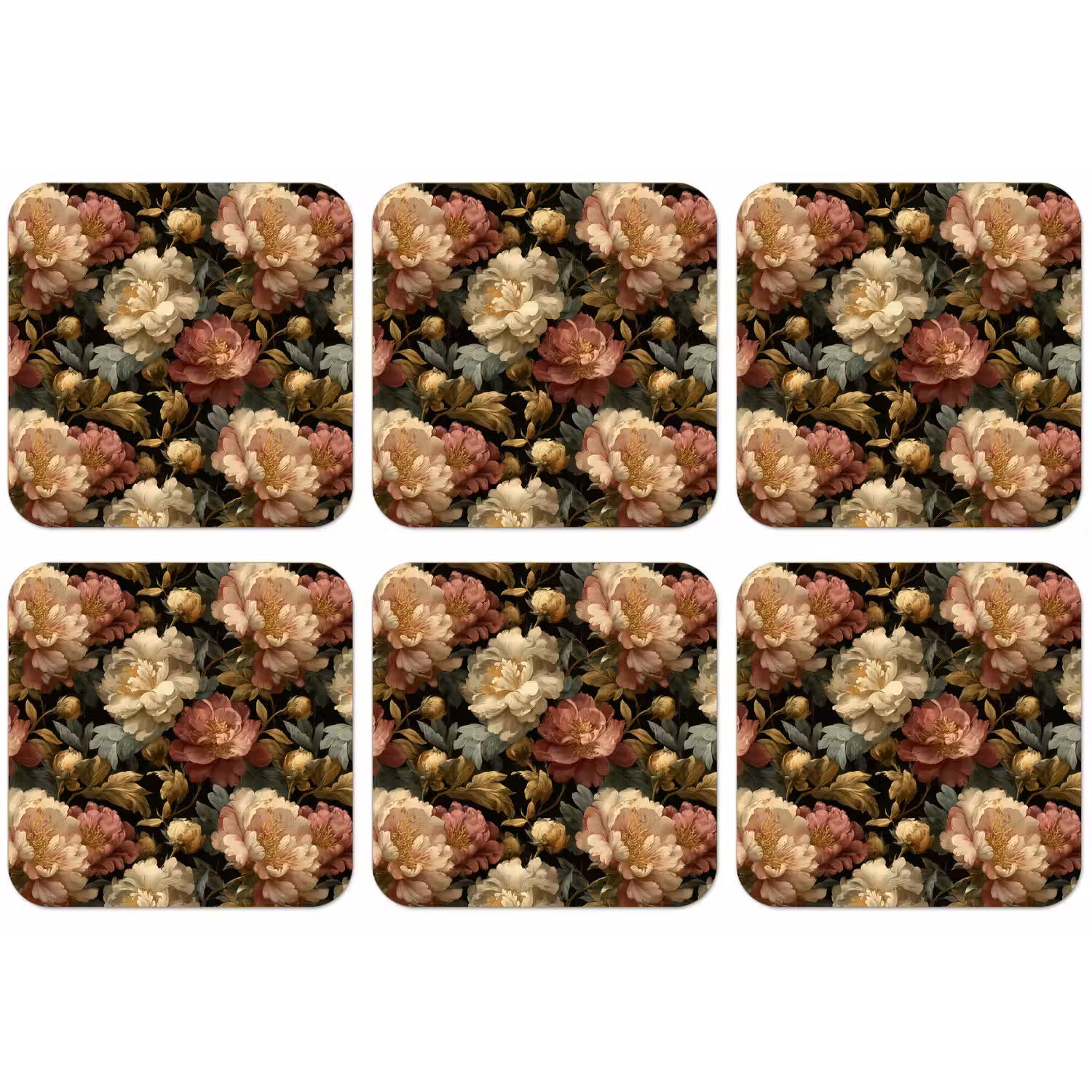 Bloemen - Barok - Patroon - Roze - Crème onderzetter kurk middel 366 -zkaufland3dotto