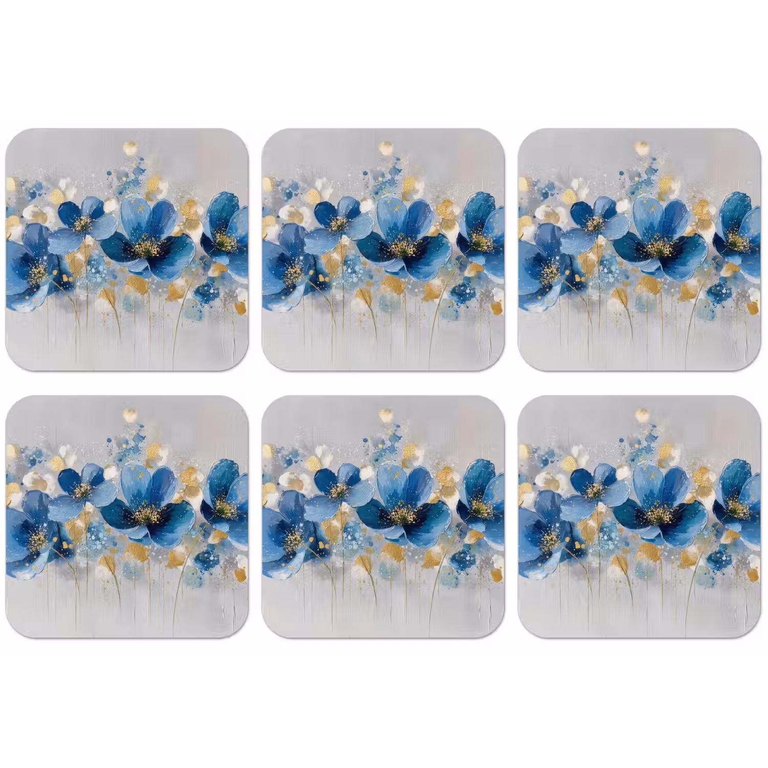 Bloemen - Blauw - Abstract onderzetter kurk middel -zkaufland3dotto